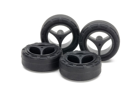 Tamiya Mini 4wd 15543 Super Hard Small Dia. Narrow Tires (24mm) & Carbon Wheels