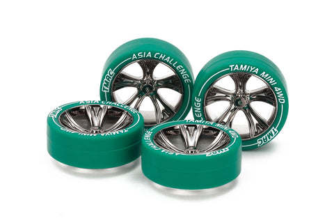 Tamiya Mini 4wd 95686 SmDia Tire & Black Plated Wheel Tire Set (Asia Challenge)