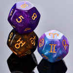 D12 3Piece Astrology Dice set -  Glitter Set