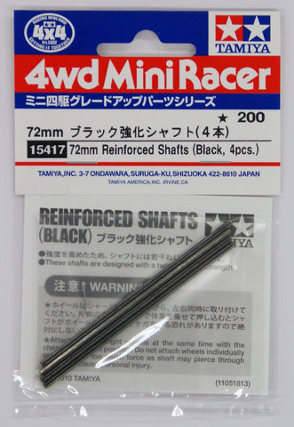 Tamiya Mini 4wd 15417 72mm Reinforced Shafts Black (4pcs)