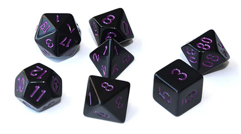 DnD Polyhedral Dice set (7pcs) Opaque Black/Purple