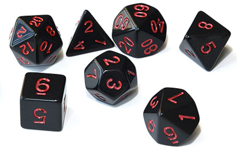 DnD Polyhedral Dice set (7pcs) Opaque Black/Red