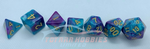 Polyhedral Dice set (7pcs) - Blue/Purple Marble