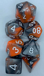 Polyhedral Dice set (7pcs) - Orange/Grey Marble
