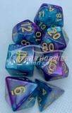 Polyhedral Dice set (7pcs) - Blue/Purple Marble