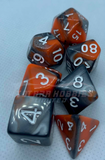 Polyhedral Dice set (7pcs) - Orange/Grey Marble