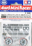 Tamiya Mini 4wd 95513 Aluminum Ball-Race Rollers (19mm, 6-Spokes) with Plastic Rings (Red)
