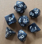 DnD Polyhedral Dice Set 7pcs - Black w/ White