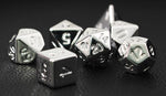 Silver Plated- 7pc Polyhedral Dice Set with Bag