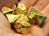 Gold Plated- 7pc Polyhedral Dice Set with Bag