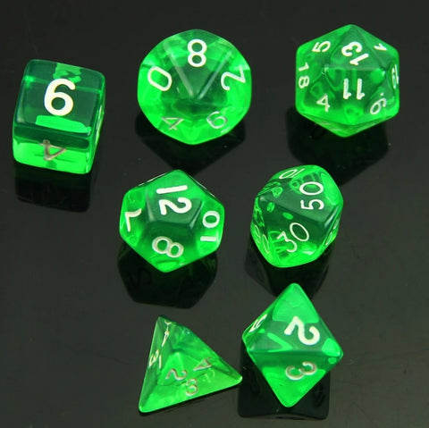 Green Translucent - 7pc Polyhedral Dice Set