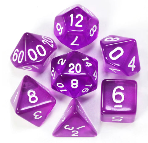 Purple Translucent - 7pc Polyhedral Dice Set