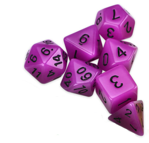 Glow in the Dark (Purple)- 7pc Polyhedral Dice Set