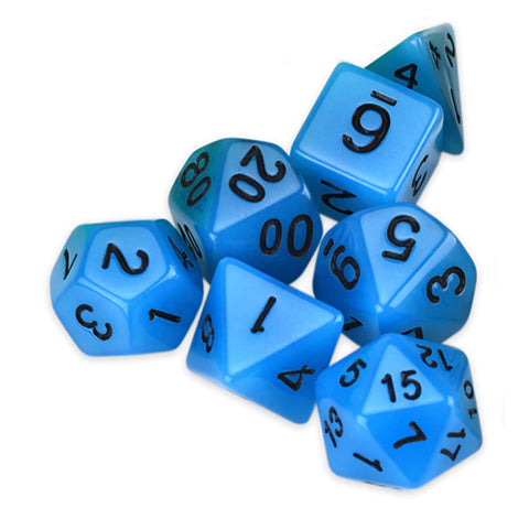 Glow in the Dark (Blue)- 7pc Polyhedral Dice Set