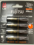 Fujitsu Black 2550mAh Rechargeable Batteries AA 4Pack