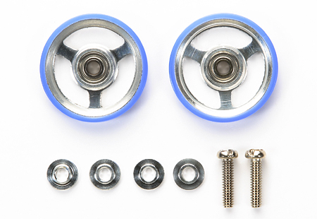 Tamiya Mini 4wd 15449 17mm Aluminum Bearing Roller wPlastic Rings (Blue)